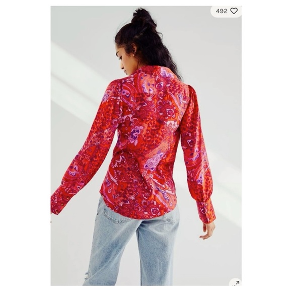NWOT Free People Bianca Printed Blouse - Picture 3 of 5
